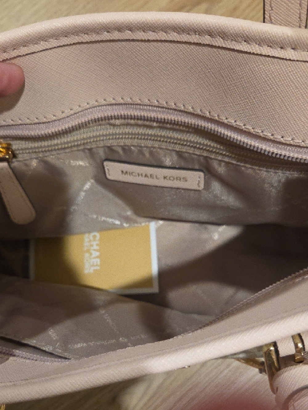 Michael Kors Cream & Pink MK Signature Satchel - Picture 2 of 5